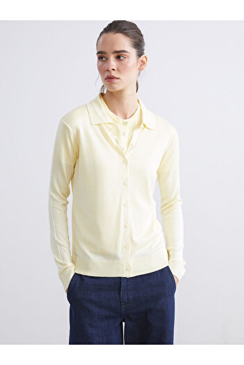 LC Waikiki Sari Polo Collar Women's Knitwear Cardigan