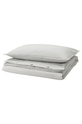 IKEA SOLFIBBLA Duvet cover and pillowcase, grey white/stripe, 150 x 200/50 x 80 cm