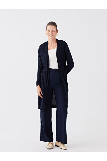 LC Waikiki Damen-Strickjacke – Schalkragen, einfarbig, lange Ärmel