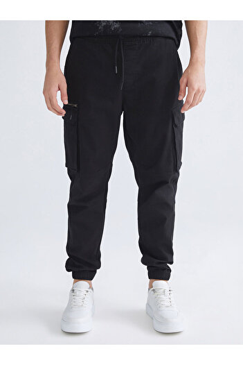 LC Waikiki Black Standard Fit Gabardine Men's Cargo Pants