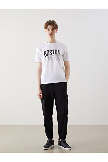 LC Waikiki Peak New Season Crew Neck Boston London Printed Combed Cotton Men's T-Shirt