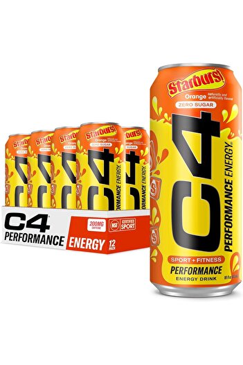 Cellucor C4 Energy Drink, Starburst Orange, Carbonated Sugar Free Pre Workout Performance Drink with