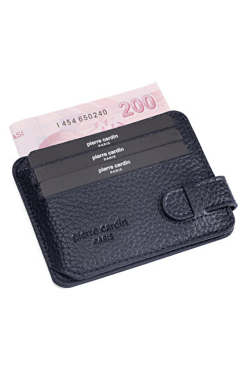 Pierre Cardin Navy Blue Floater Unisex Leather Card Holder 0777L1N