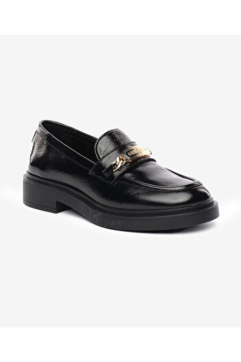 Greyder Women's Black Genuine Leather Loafer Shoes 5K2Ca35310