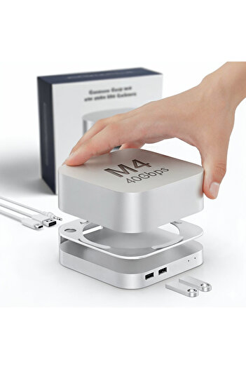 AresShield Dock/Hub X for Mac Mini M4/M4 Pro – NVMe SSD 40Gbps up to 8TB, 3× USB, Audio Jack, Aluminum