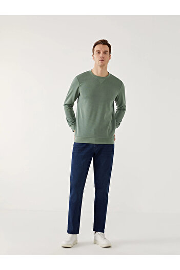 LC Waikiki Lcwaikiki Classic Green Crew Neck Long Sleeve Men's Sweatshirt