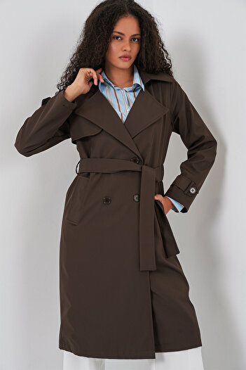 Bigdart 5918 Double-Breasted Collar Trench Coat - C. Brown