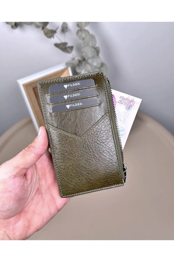 Fil Deri Genuine Leather Zippered Card Holder with Coin Compartment 2117