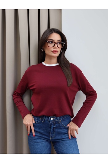 ESRAHELVACI Collar Striped Long Sleeve Body
