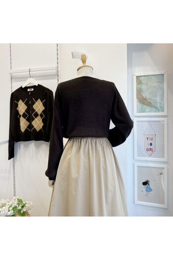 Faya Boutique Baklava Patterned Bitter Brown Cardigan
