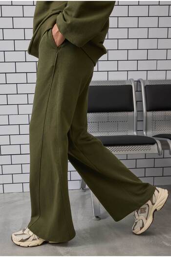 HEQA Ribbed Relaxed Fit Trousers Moss Green