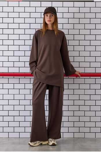 HEQA Modal Basic Long Sweatshirt Bitter Brown
