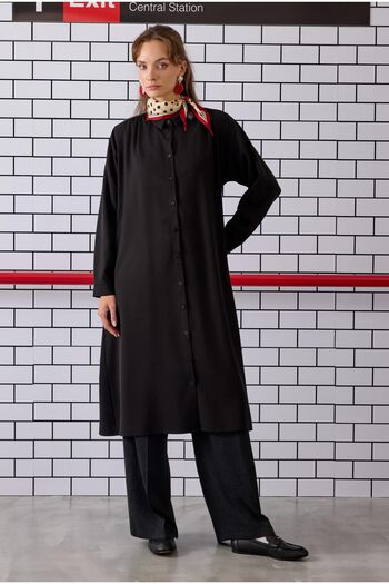 HEQA Shirred Shoulder Shirt Black