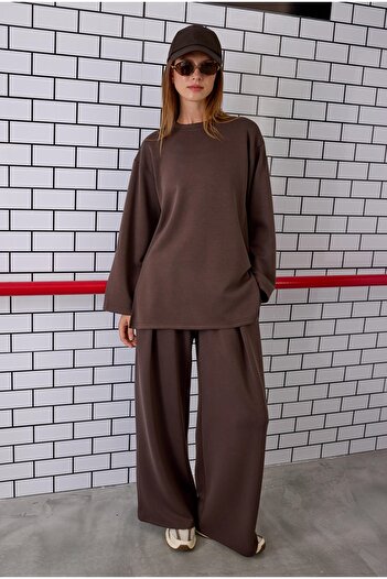 HEQA Πλεκτό παντελόνι Modal Bitter Brown