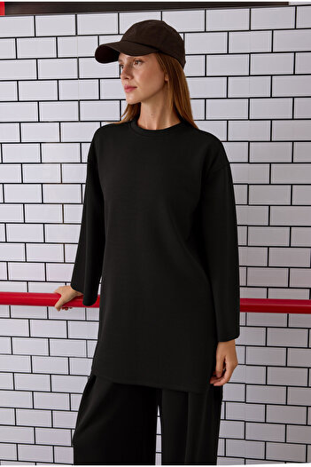 HEQA Modal Basic Long Sweat Black