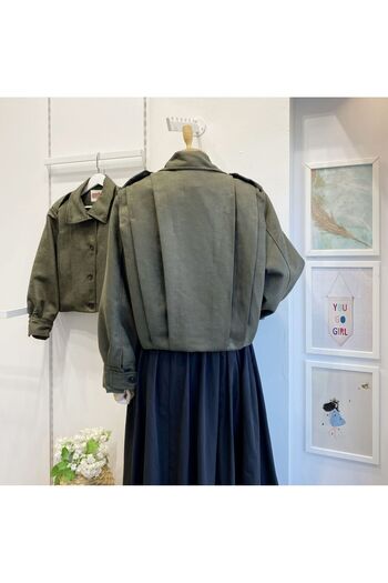 Faya Boutique Khaki Green Suede Bomber Jacket