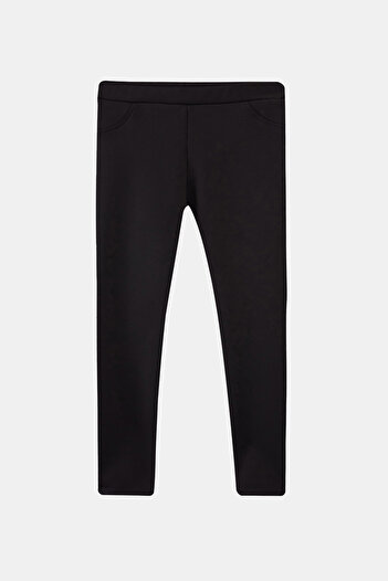 LOVETTI Black Girl's Decorative Pocket Plush Extra Thick Winter Leggings