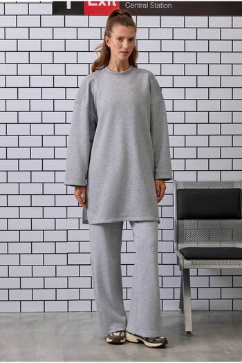 HEQA Long Relaxed Fit Sweatshirt Gray Melange