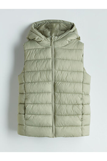 LC Waikiki Green Hooded Boy's Puffer Vest