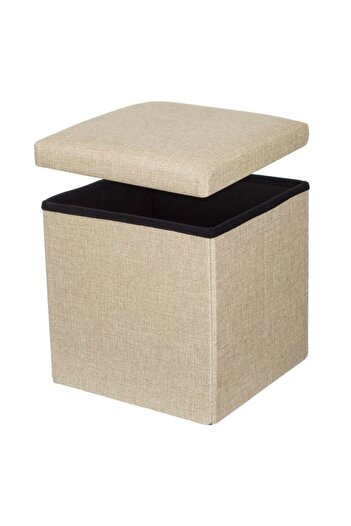 DAsiNU Foldable Storage Stool with Lid Beige 30x30x30cm
