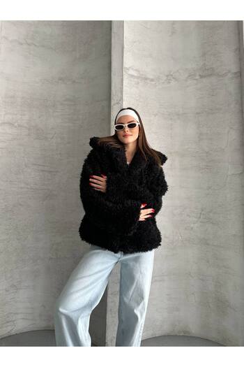 ZF BUTİK Zippered Curly Fur Coat