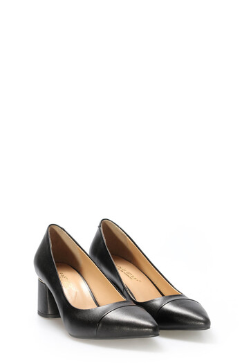 TUGERDİ Black Genuine Leather Jurdan Sole Quality Heeled Women's Shoes Tg0921526121173