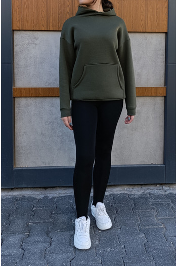 siyalife Hooded Kangaroo Pocket 3 Thread Fleece Inside Plain Thick Basic Sweatshirt