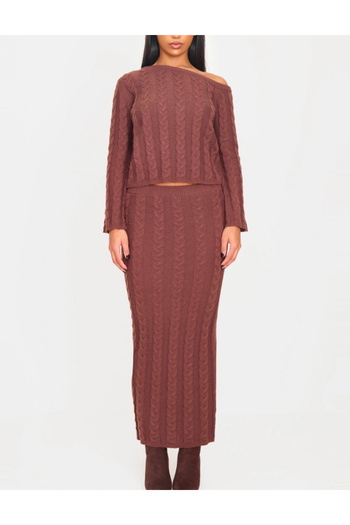 Pretty Little Thing PRETTYLITTLETHING maxi skirt, brown