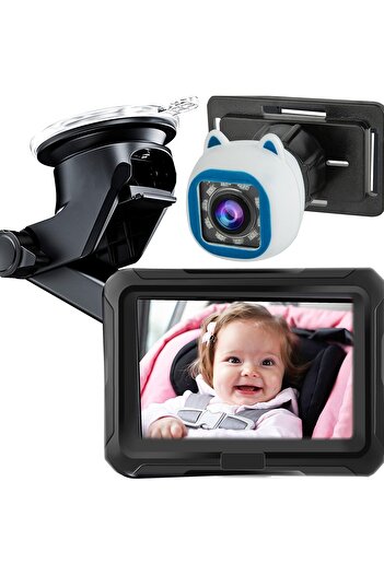 CatEyes 1080P Car Camera for Baby Monitoring – 4.3" HD Screen, LED Night Light