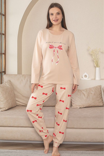 embody Ladies' long pyjamas, fine quality cotton lycra, coral 5013