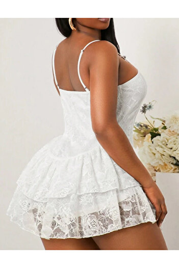 SHEIN Curve+ mini dress, white