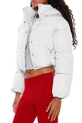 Forever 21 Kapüşonlu Crop Şişme Mont