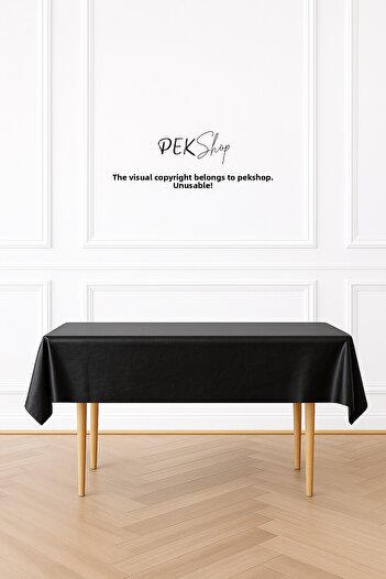 PEKSHOP Reusable Black Tablecloth Luxury Plastic Table Cover Black