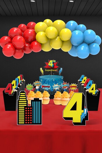 Hey Parti Superhero Birthday Party Set (3 Years Old, 4 Years Old, 5 Years Old Spider-Man Birthday Concept) - Midi