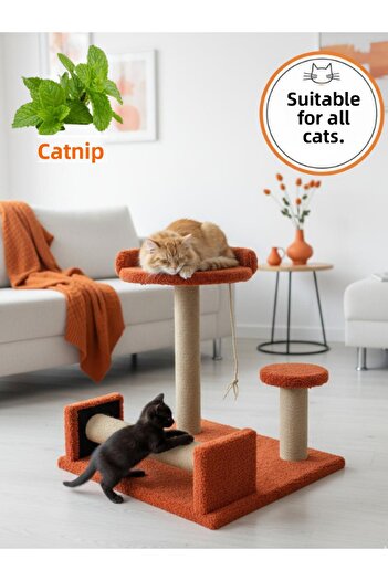 Komano Pontika Catnip Easy Cat Scratching and Large Play Area, Round Bed and Suitable Width for All Cats