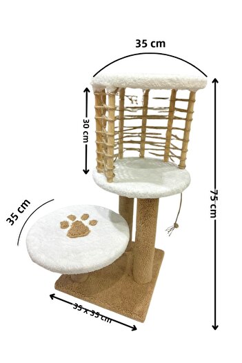 Komano Pontika Caged Cat House and Scratching Post |   Scratching with a Mattress |   75 cm |   Modern and Stylish Design