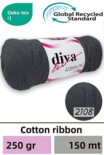 Diva İplik Κορδέλα Diva 2108 Anthracite