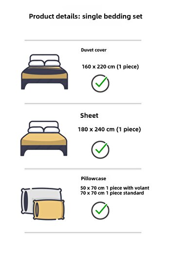 VAROL Royal Satin Single 300Tc Duvet Cover Set - Li̇sa