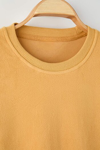 Trendyol Collection Mustard Regular/Normal Cut Fleece Crew Neck Sweatshirt/Pajama Top Tmnaw26Sw00033