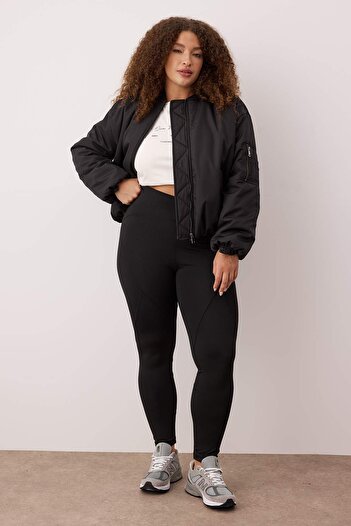 Trendyol Curve Black Recovery Full Length Knitted Large Size Sports Leggings Tbbaw26Ay00000