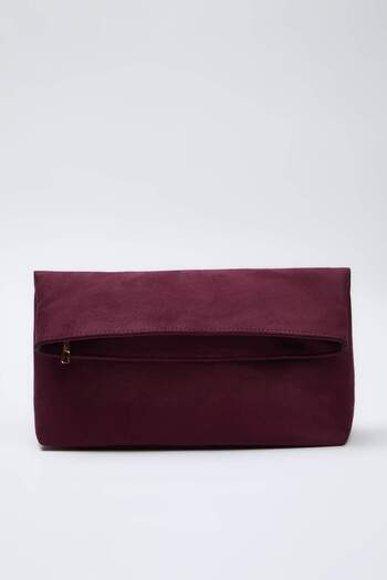 TRENDYOL SHOES Plum Suede Women's Clutch Handbag Takaw26Py00008