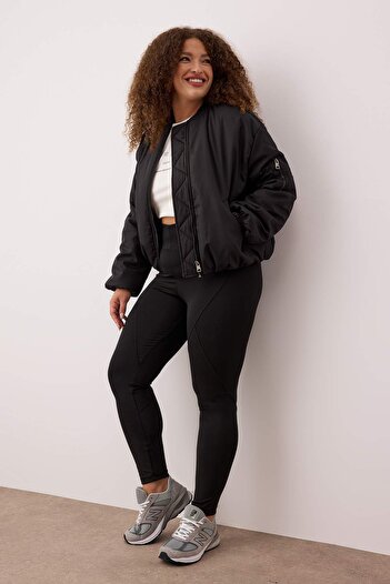 Trendyol Curve Black Recovery Full Length Knitted Large Size Sports Leggings Tbbaw26Ay00000
