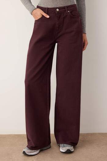 Trendyol Collection Burgundy Regular Waist Loose/Wide Leg Jeans Twoaw26Je00203