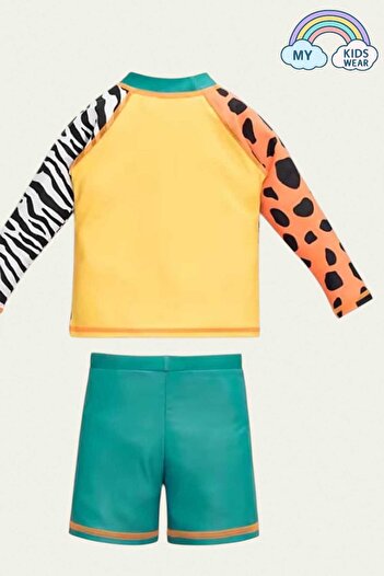 My Kids Wear Boys' Checkered Long Sleeve Swimsuit