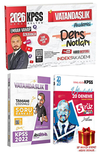 İndeks Akademi 2026 İndeks Akademi KPSS Emrah Vahap Özkaraca Vatandaşlık Ders Notları+HW Soru Bankası+Deneme