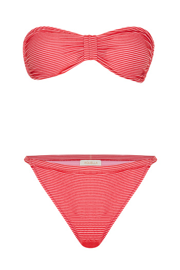 AQUELLA İnce Kırmızı Stripe Straplez Bikini
