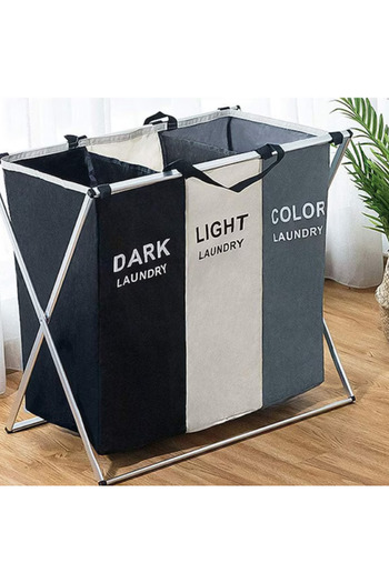 TEHNOSHOP Foldable laundry basket 3 compartments 135L, aluminum, waterproof