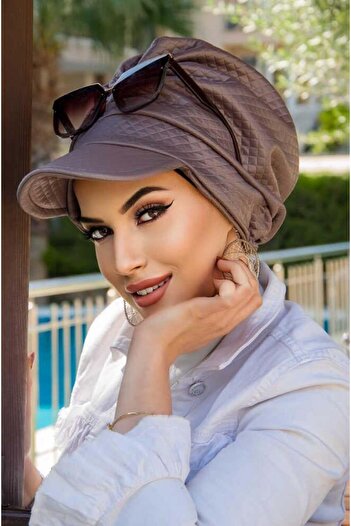 Aişe tesettür Mink Quilted Hijab Hat Bonnet