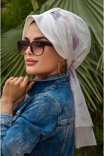 Aişe tesettür White Tie-Dye Pattern Hat Bonnet