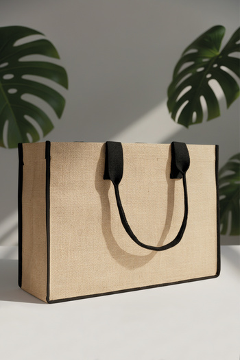 Pamusan Natural Large Jute Bag – Full Gusseted, Spacious and Durable 45X31X15 cm